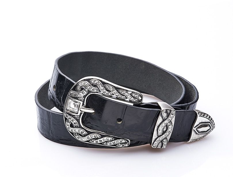 Ceinture écaille de crocodile avec passant