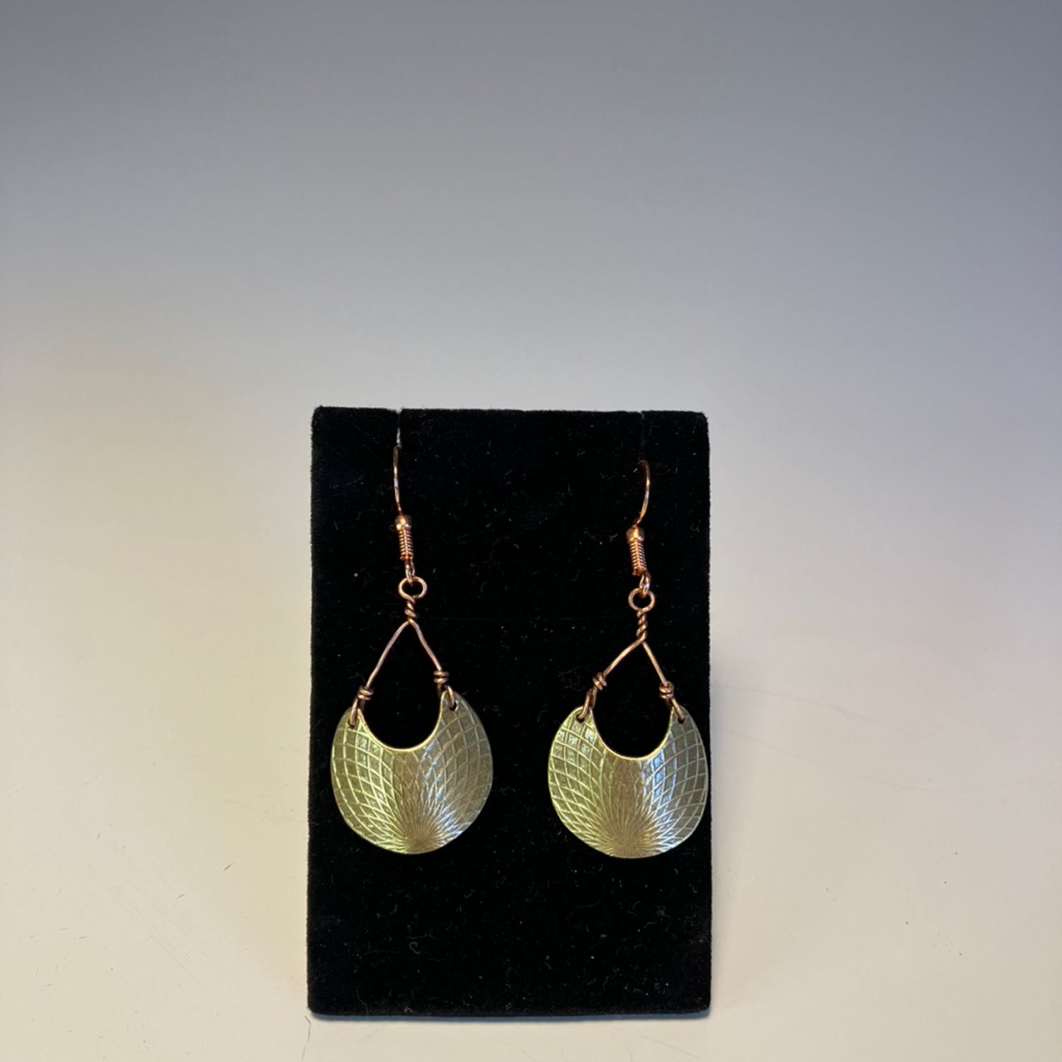 Horizontal Moon with Flower Design Earrings