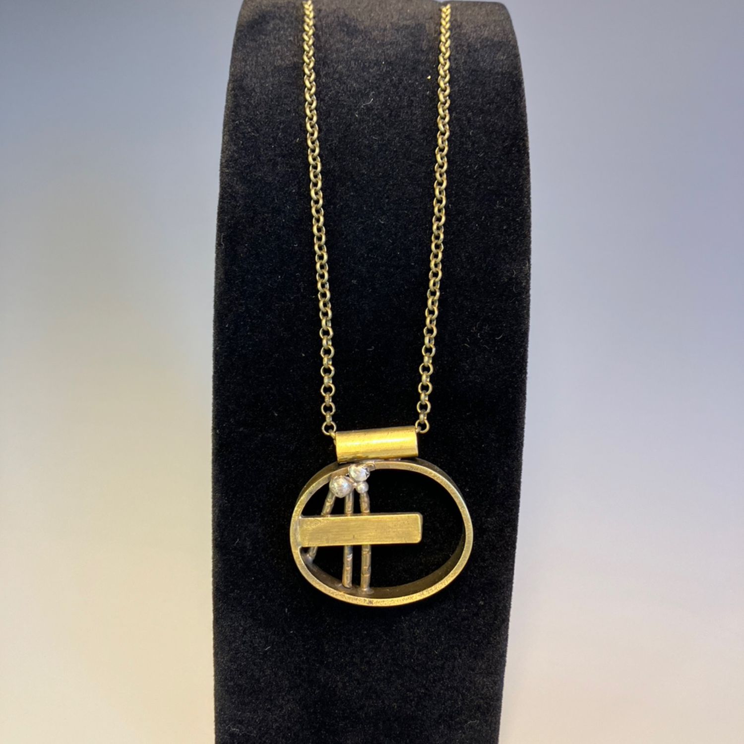 Abstract Brass in Seeds Necklace