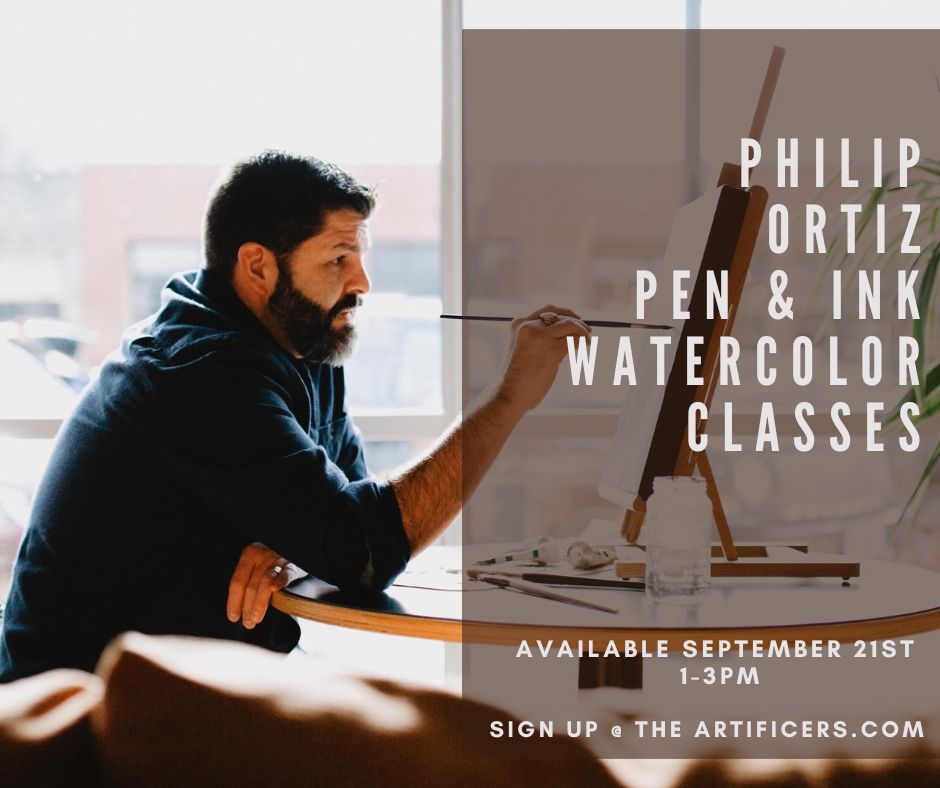 Watercolor with Pen & Ink; Philip Ortiz Class • 9/21 •1-3pm