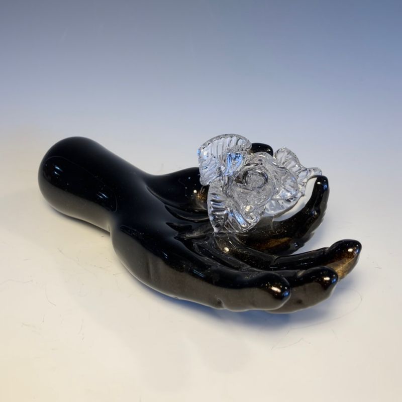 Glass Hand with Rose