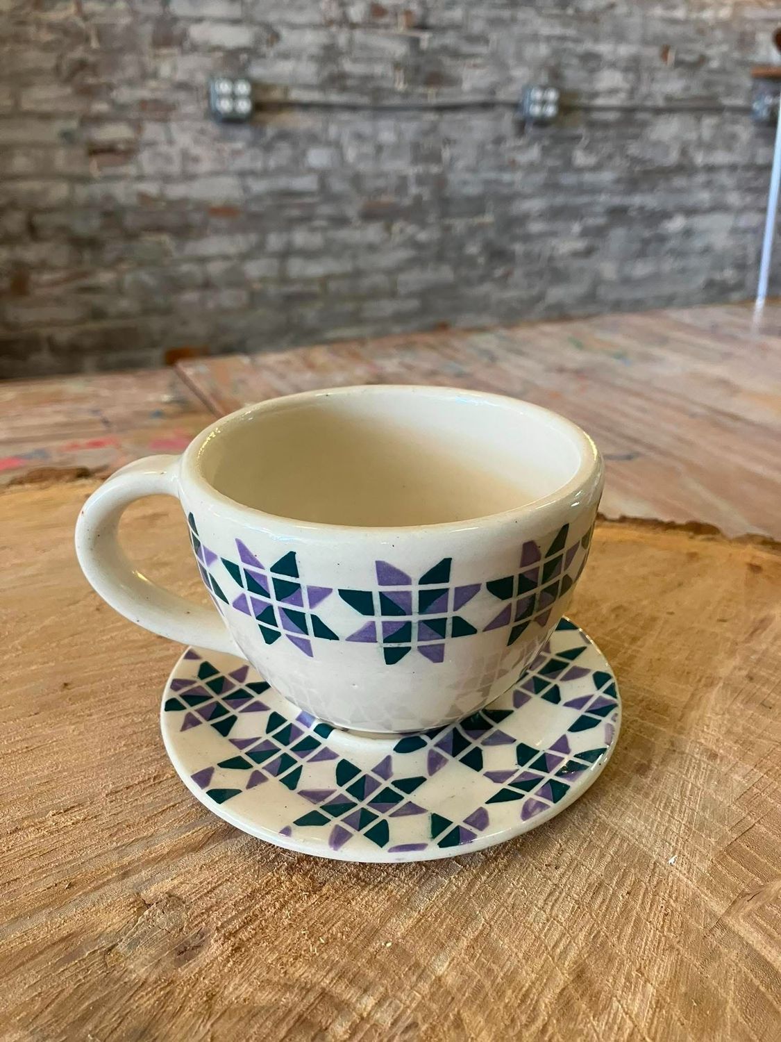 Quilt Mug with Saucer
