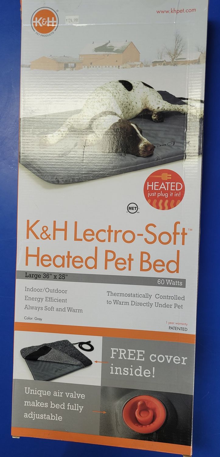 K&amp;H Lectro Soft Outdoor Heated Bed Lg gray