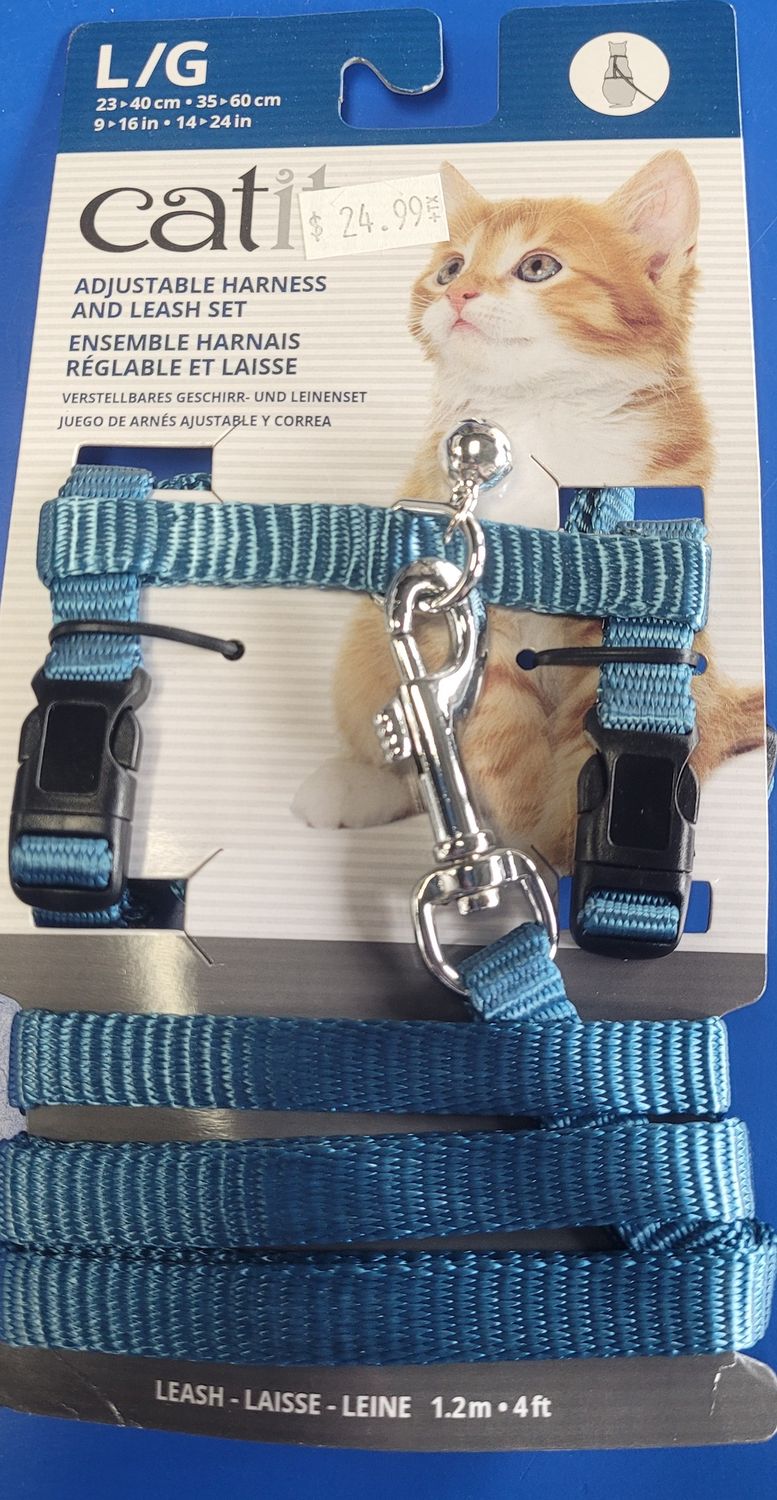 Adjustable Cat Harness and Leash Set blue