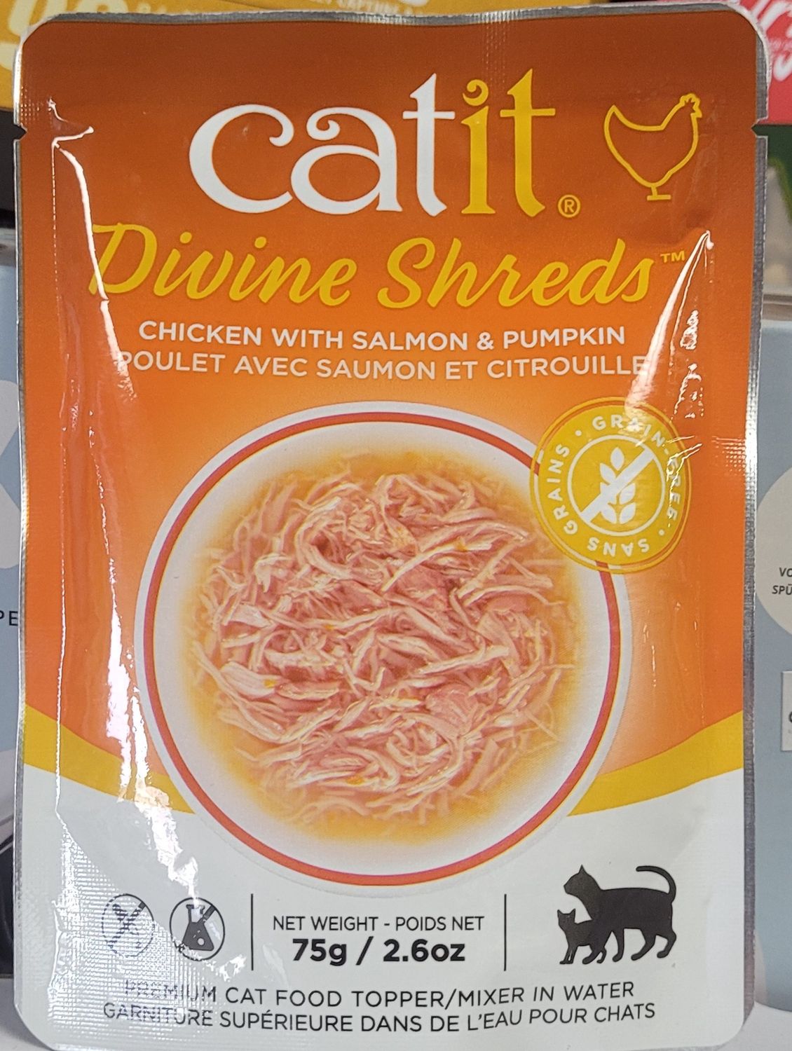 Cat It Divine Shreds Ckn Slmn Pmkn 75g