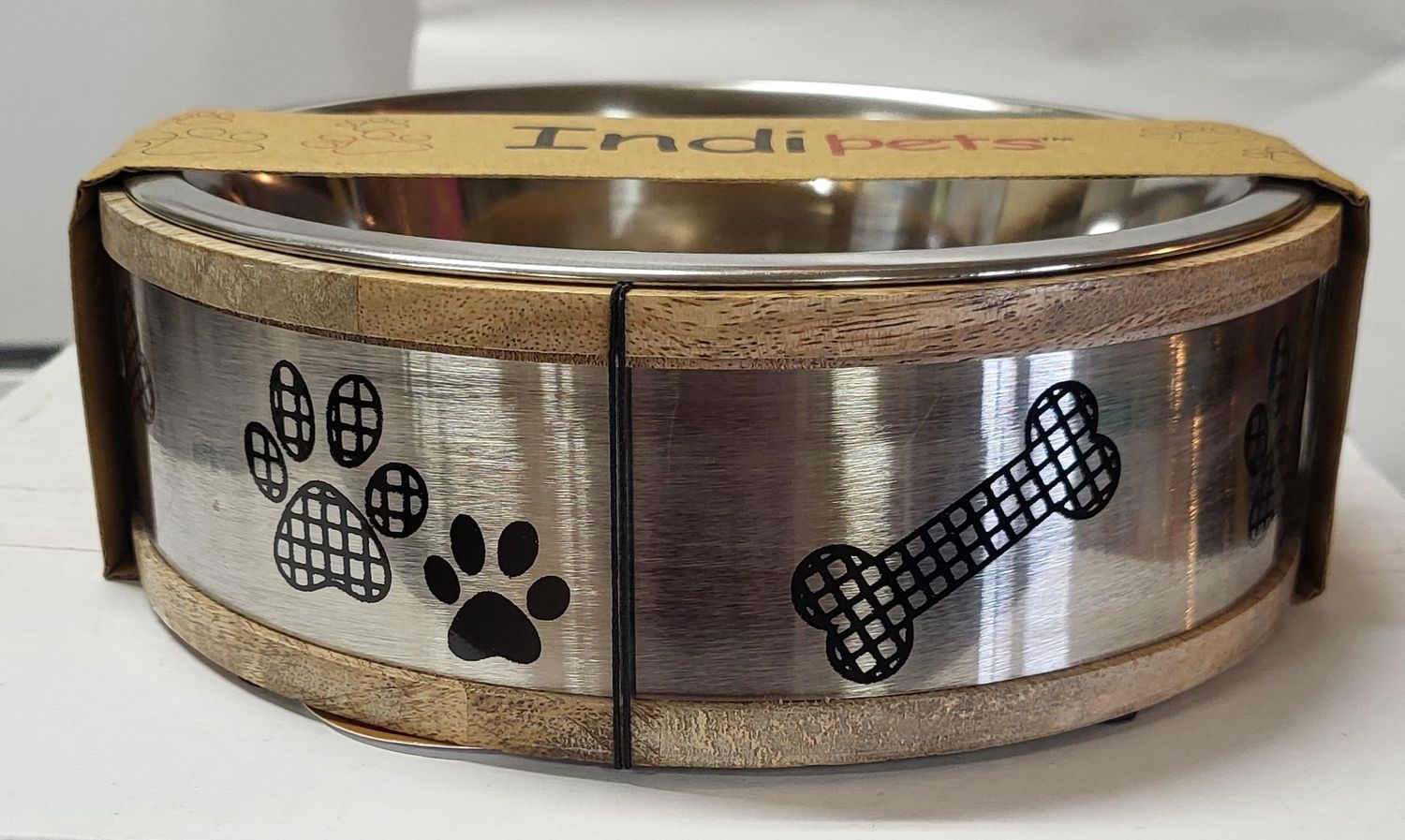 Premium Bowl w/Wooden Ring &amp; Silver Paw 2qt