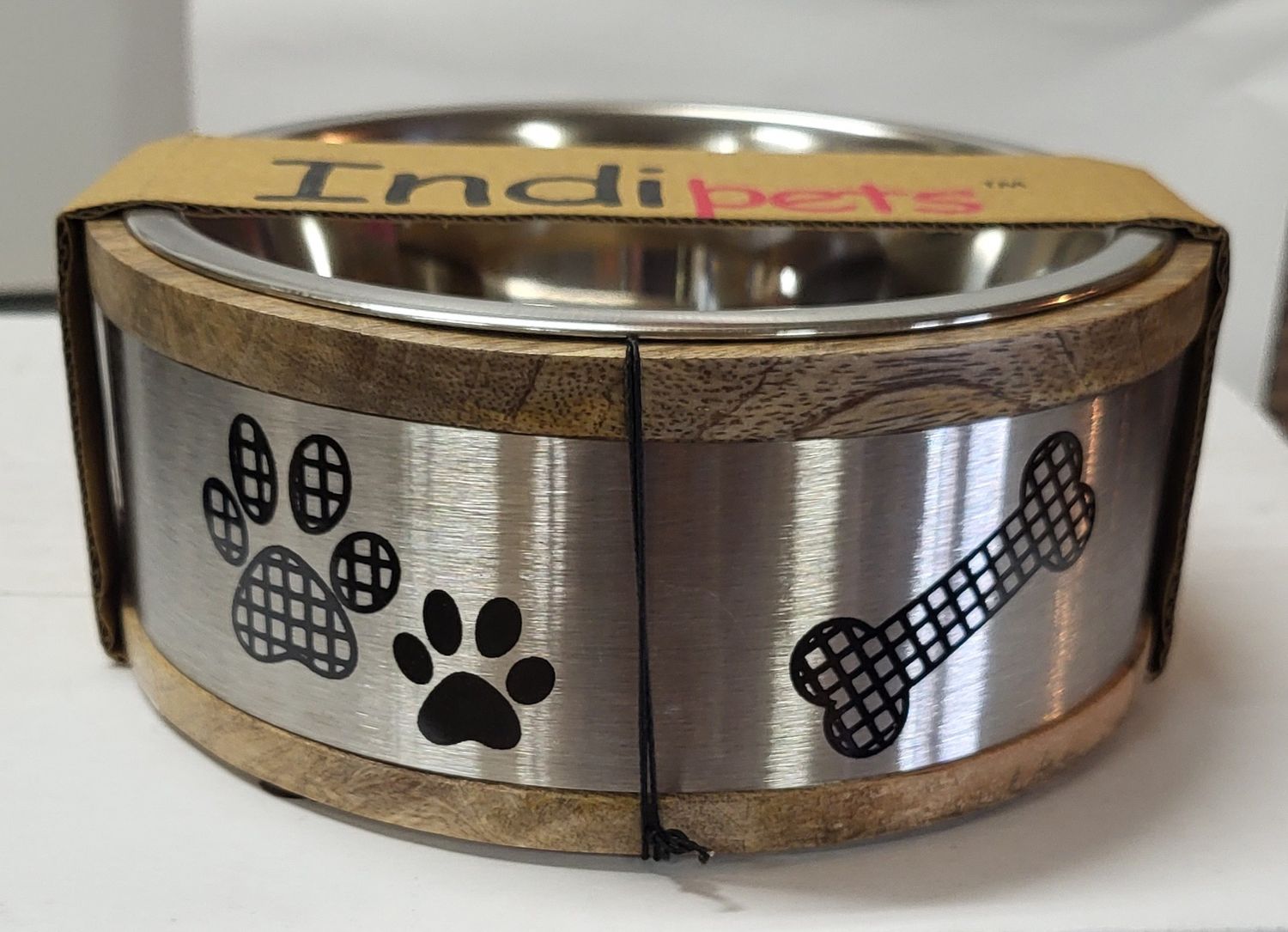 Premium Bowl w/Wooden Ring &amp; Silver Paw 1qt