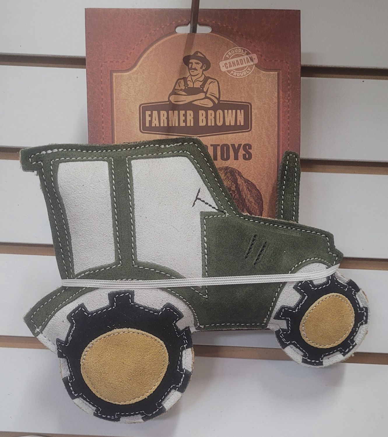 Farmer Brown Suede Green Tractor