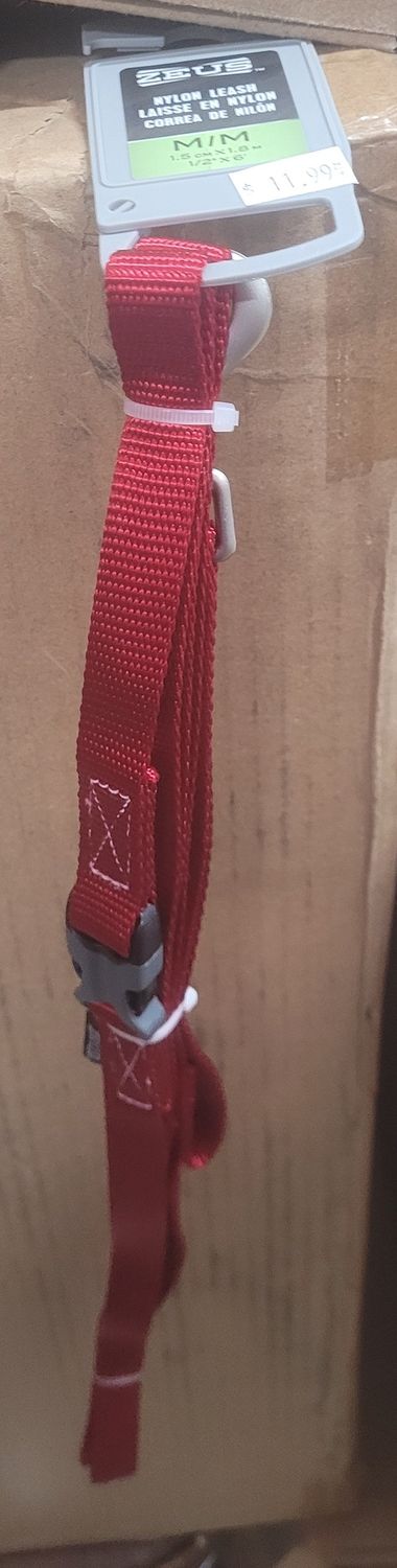 Zeus Nylon Lead 1.8m Deep Red