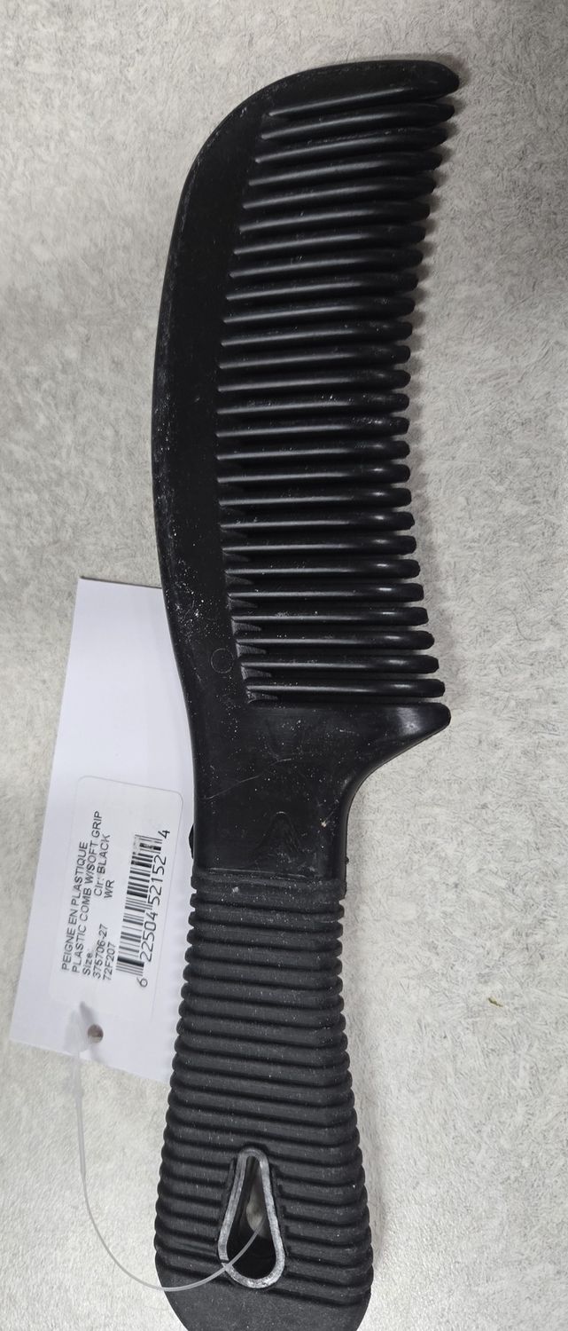 Plastic Comb W/Soft Grip-Black