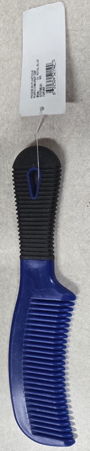 Plastic Comb W/Soft Grip-Blue