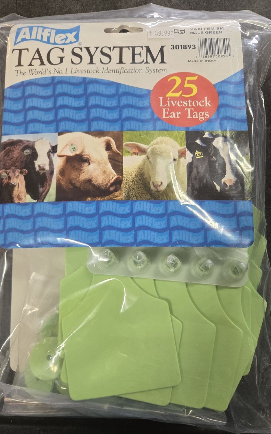 Allflex Maxi Female Cow Tag green