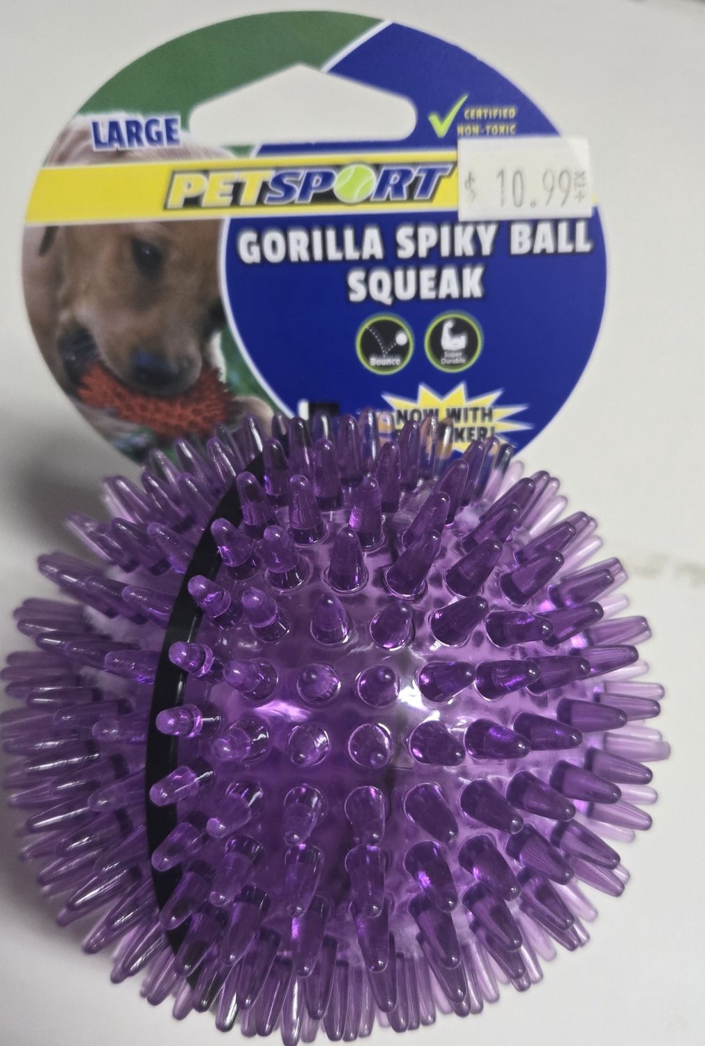 Gorilla Spiky Squeaker Ball Lg 4&quot;