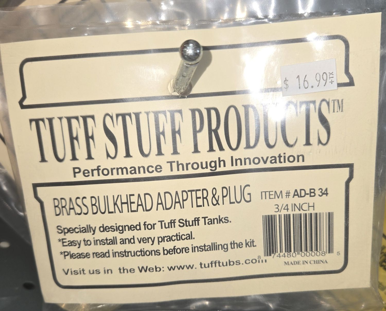 TuffStuff Tank Drain &amp; Plug 3/4&quot;