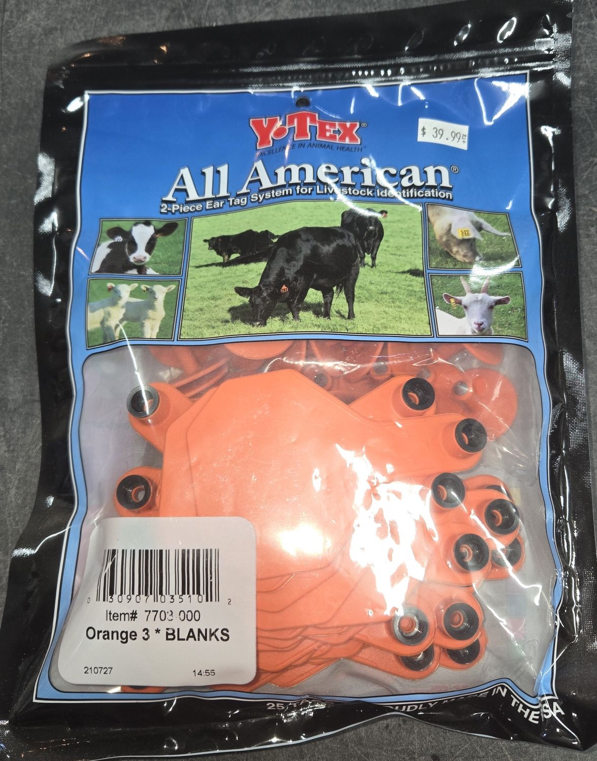 Y-Tex 3 Star Tag 25pk Orange