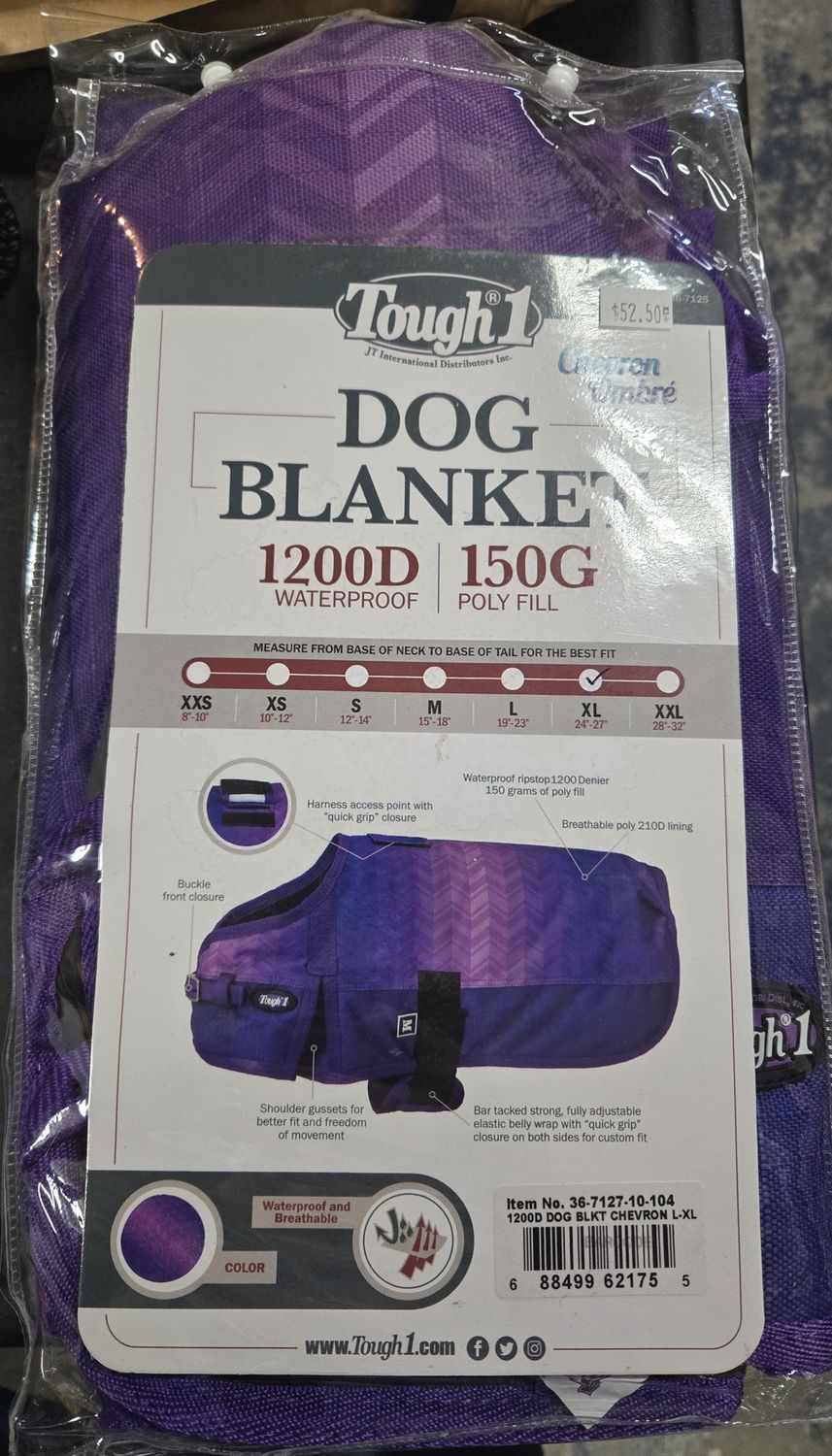 Tough 1 Dog Jacket Chevron Purple Lg-Xlg
