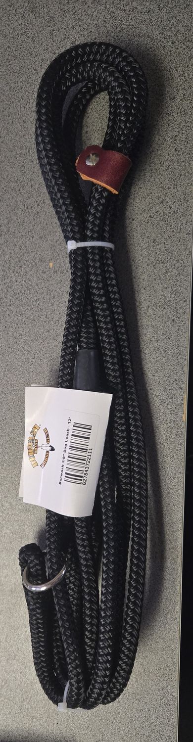 Burwash Dog Leash 3/8x12&#39; Blk