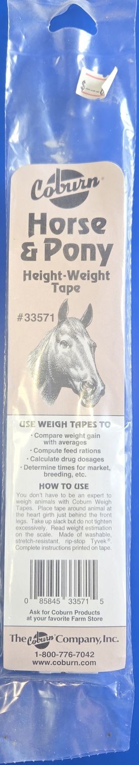 Coburn horse pony height weight tape