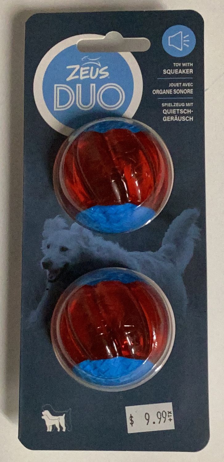 Zues Duo Ball w/Squeaker small 2pk