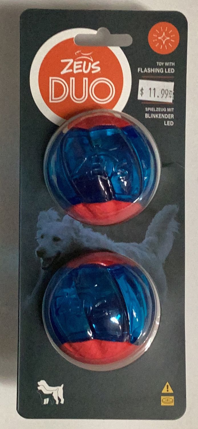 Zues Duo Ball w/Flashing LED large 2pk