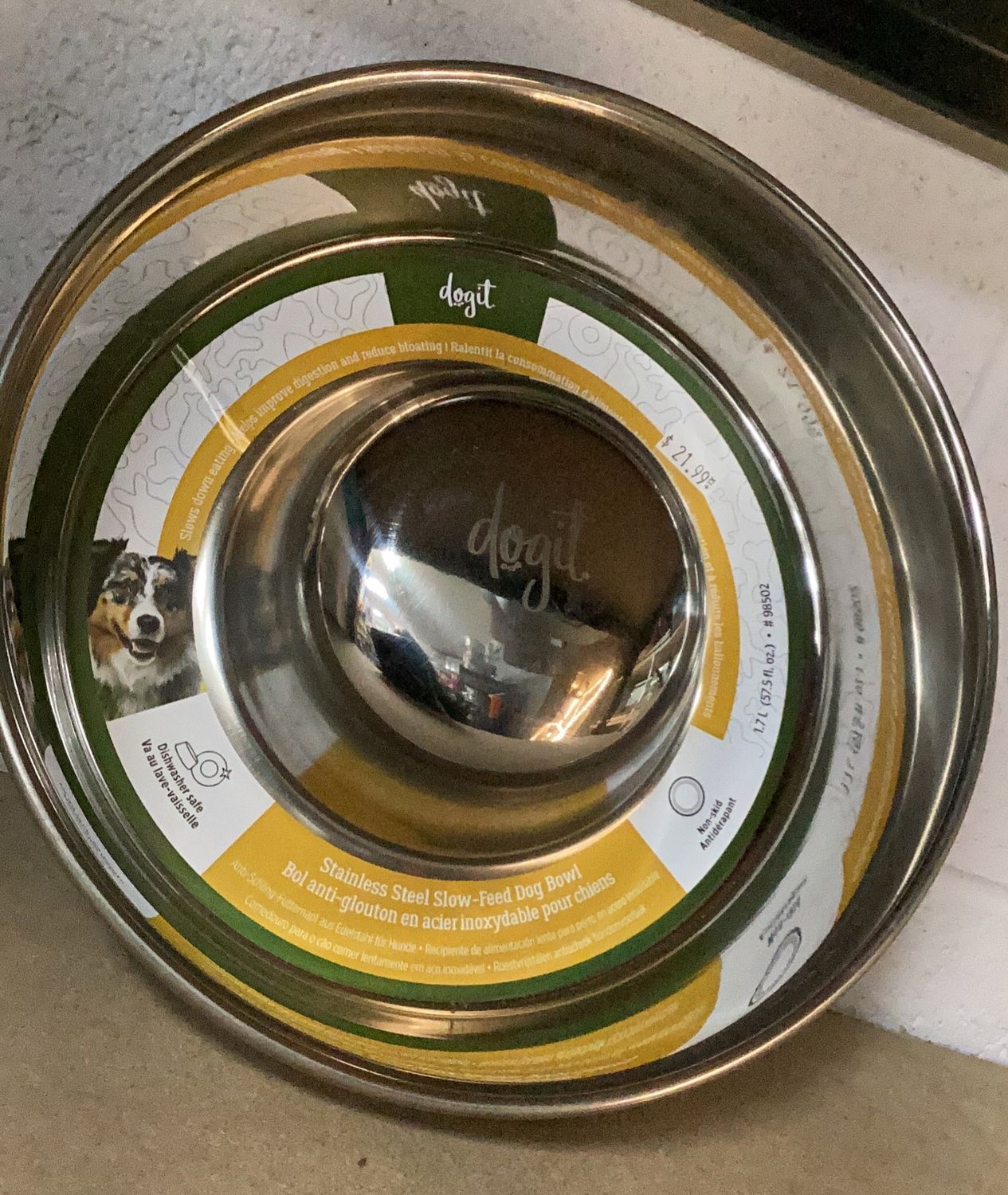 Dog SS Non Skid Slow Feed Bowl 1.7L