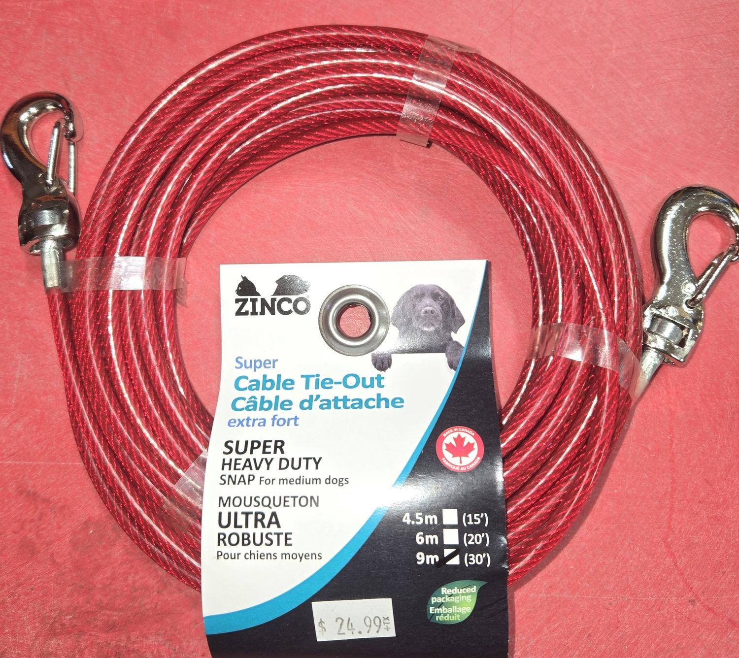Med 30&#39; Tie Out Cable Red