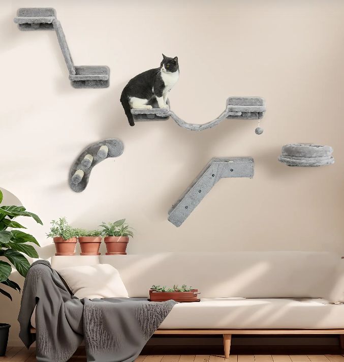PawHut 5PCs Cat Wall Shelves