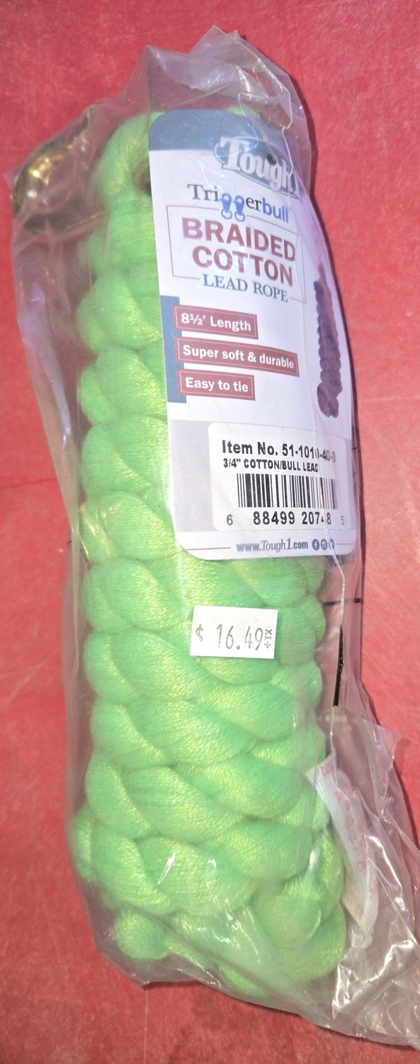 Cotton Lead Rope w/Bull Snap Green