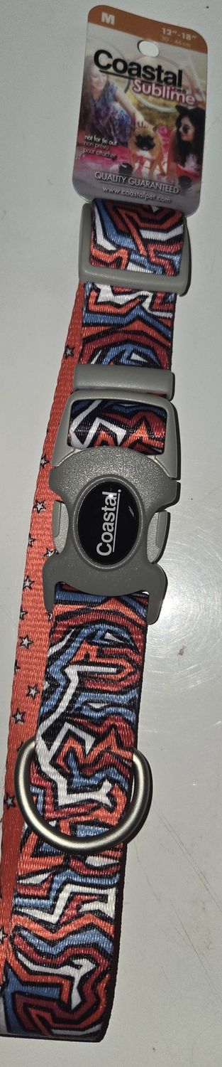 Sublime Adj. Collar Red Blue Graffiti w/Red Stars Med 1"x 12-18"