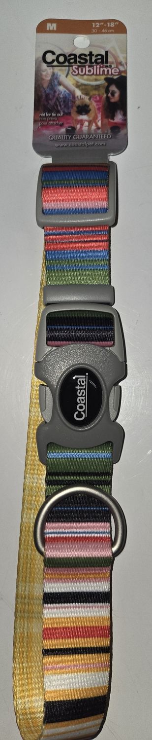Sublime Adj. Collar Stripe w/Gold Plaid Med 1&quot;x 12-18&quot;
