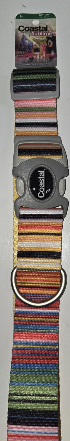 Sublime Adj. Collar Blue Stripe w/Gold Plaid Lg .5&quot;x18-26&quot;
