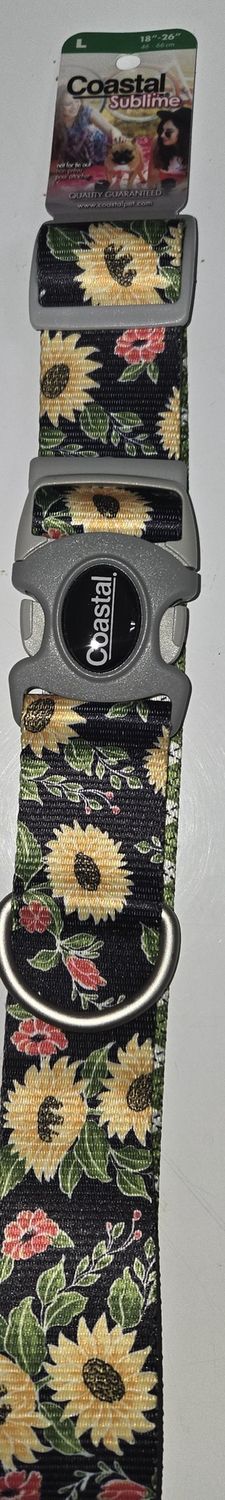 Sublime Adj. Collar Sunflower w/Green Argyle Lg .5&quot;x18-26&quot;