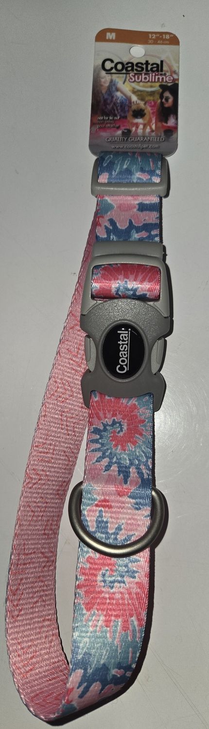 Sublime Adj. Collar Pink Tye Dye w/Pink Arrows Med 1&quot;x 12-18&quot;