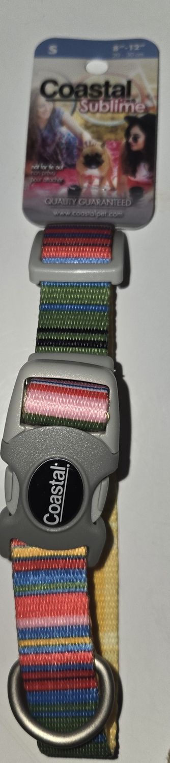 Sublime Adj. Collar Stripe w/Gold Plaid Sm 3/4&quot;x 8-12&quot;