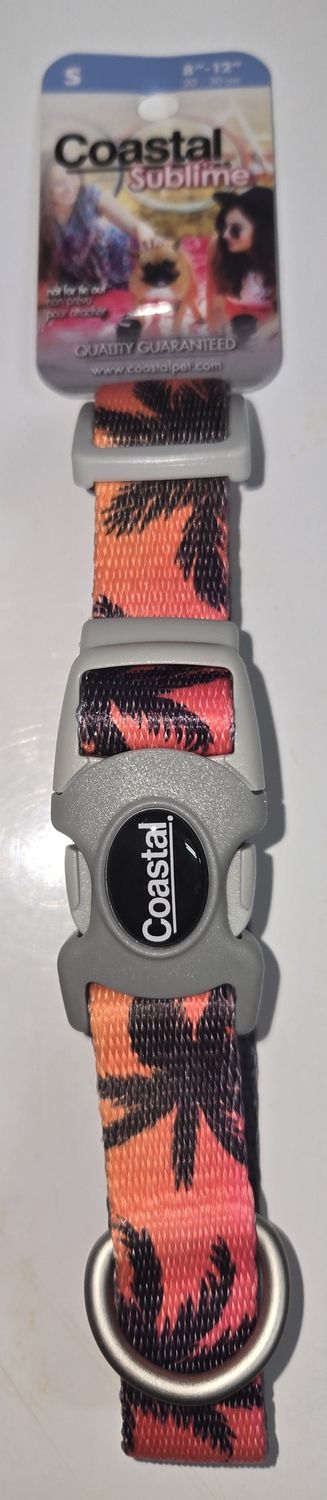 Sublime Adj. Collar Sunset Palms w/Black Grid Sm 3/4"x 8-12"