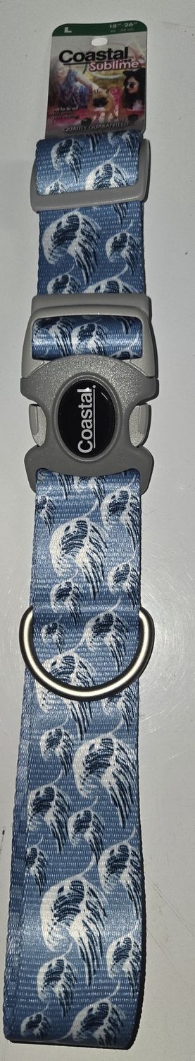 Sublime Adj. Collar Blue Waves w/Checkers Lg .5&quot;x18-26&quot;
