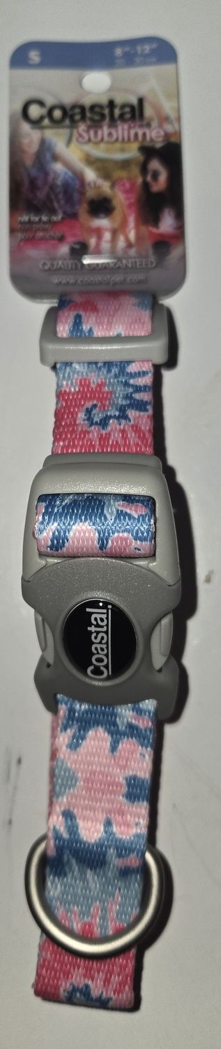 Sublime Adj. Collar Pink Tye Dye w/Pink Arrows Sm 3/4&quot;x 8-12&quot;