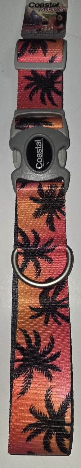 Sublime Adj. Collar Sunset Palms w/Black Grid Lg .5"x18-26"