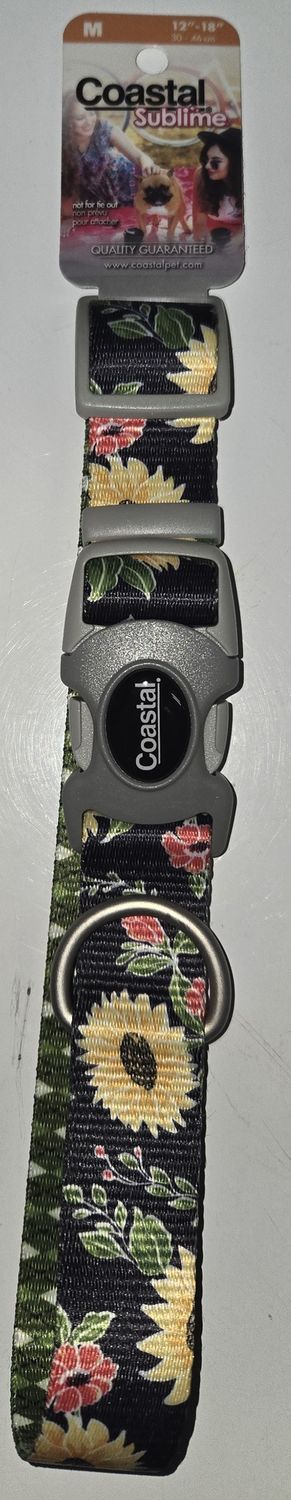 Sublime Adj. Collar sunflower w/Green Argyle Med 1"x 12-18"