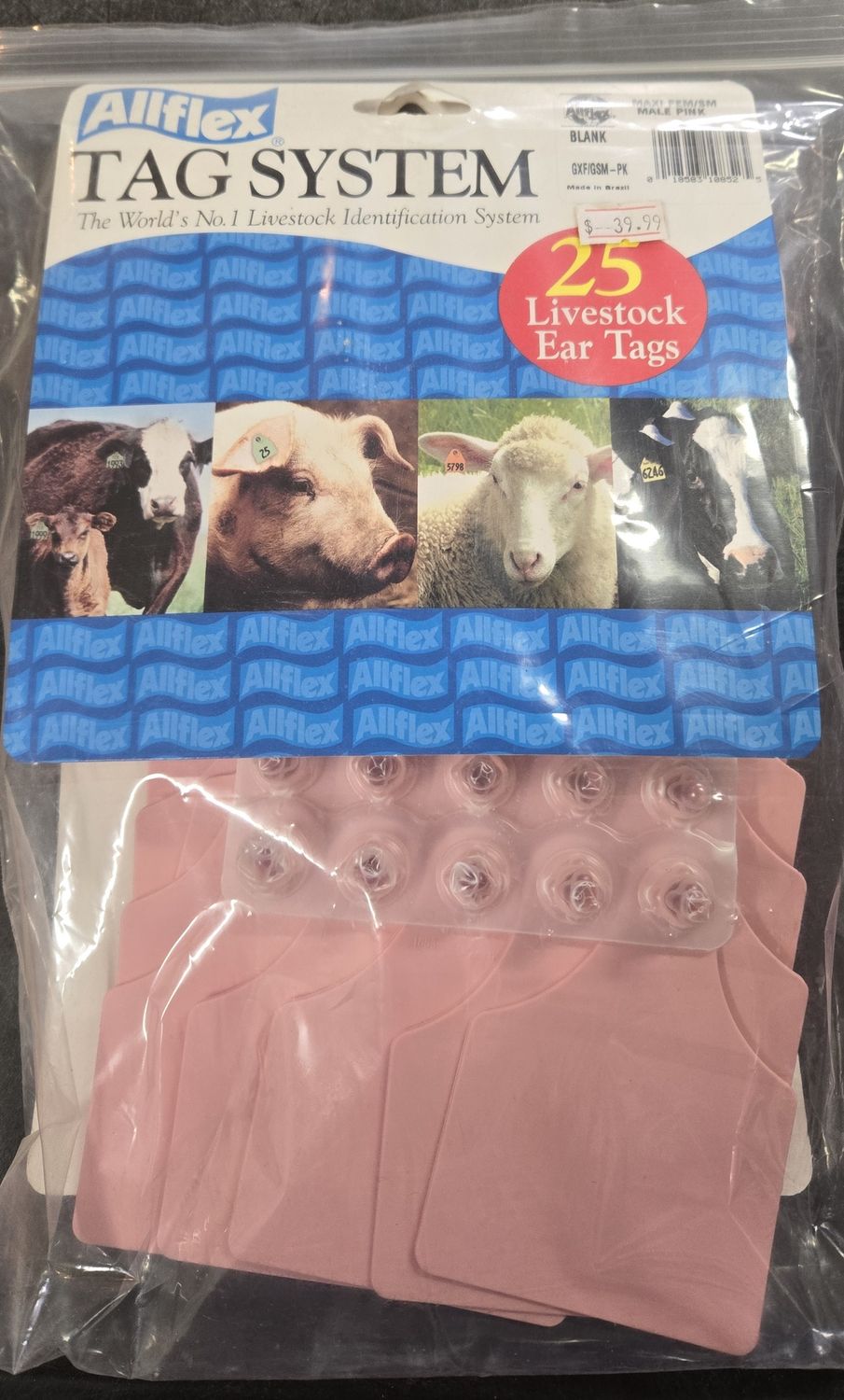 Allflex Maxi Female Cow Tag pink