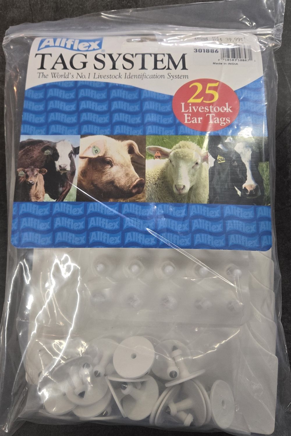 AlFlex Maxi Cow Tag White pkg 25