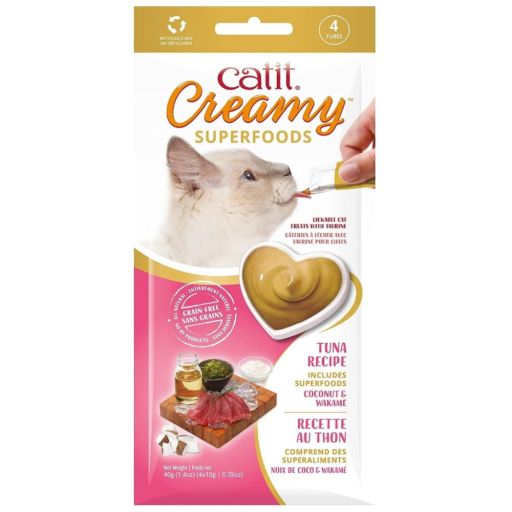 Catit Creamy Superfood Lickable Tuna  Coconut and Wakame Cat Treat