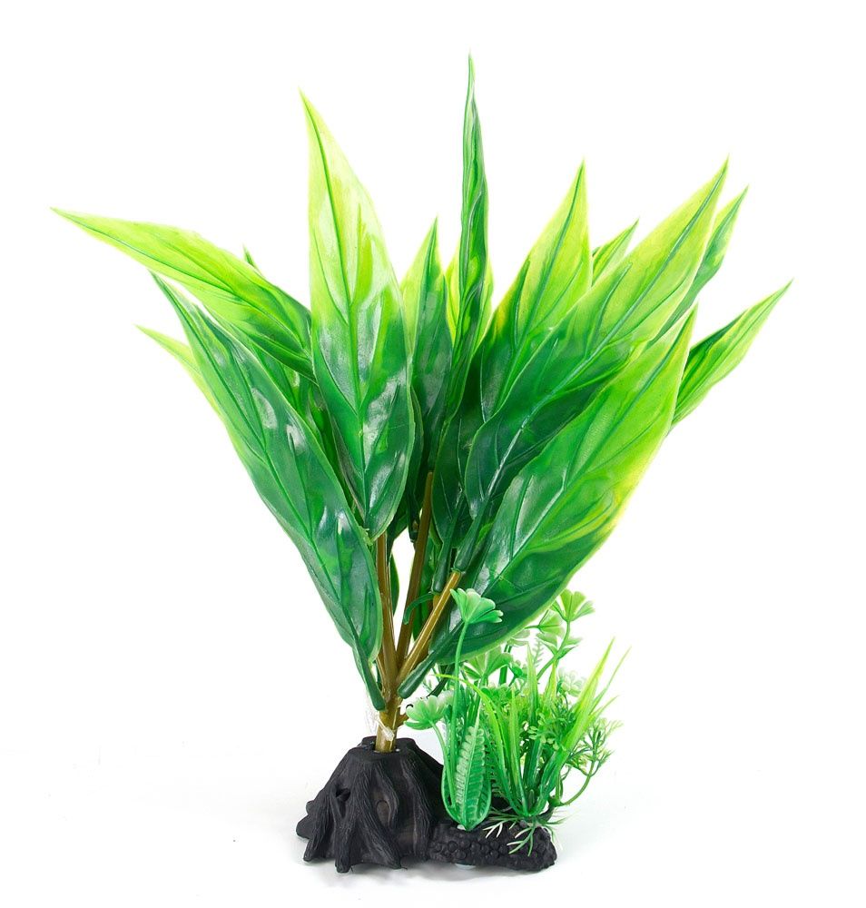 Aqua-Fit Green Broad Leaf Plastic Plant 8&quot;