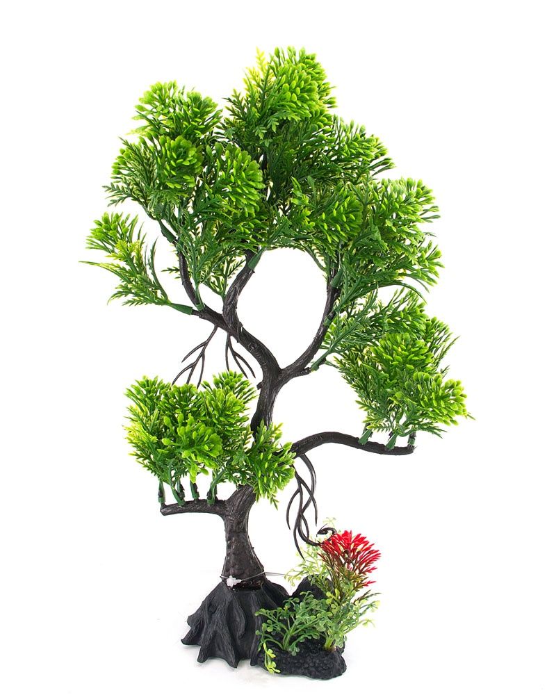 Aqua-Fit Green Pine Bonsai Plastic Plant 11&quot;