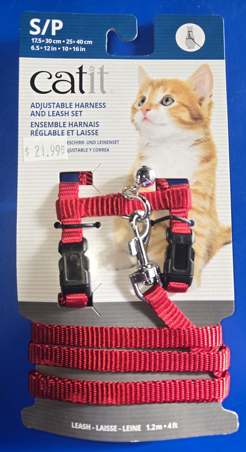Cat It Adj. Harness &amp; Leash Set Red small