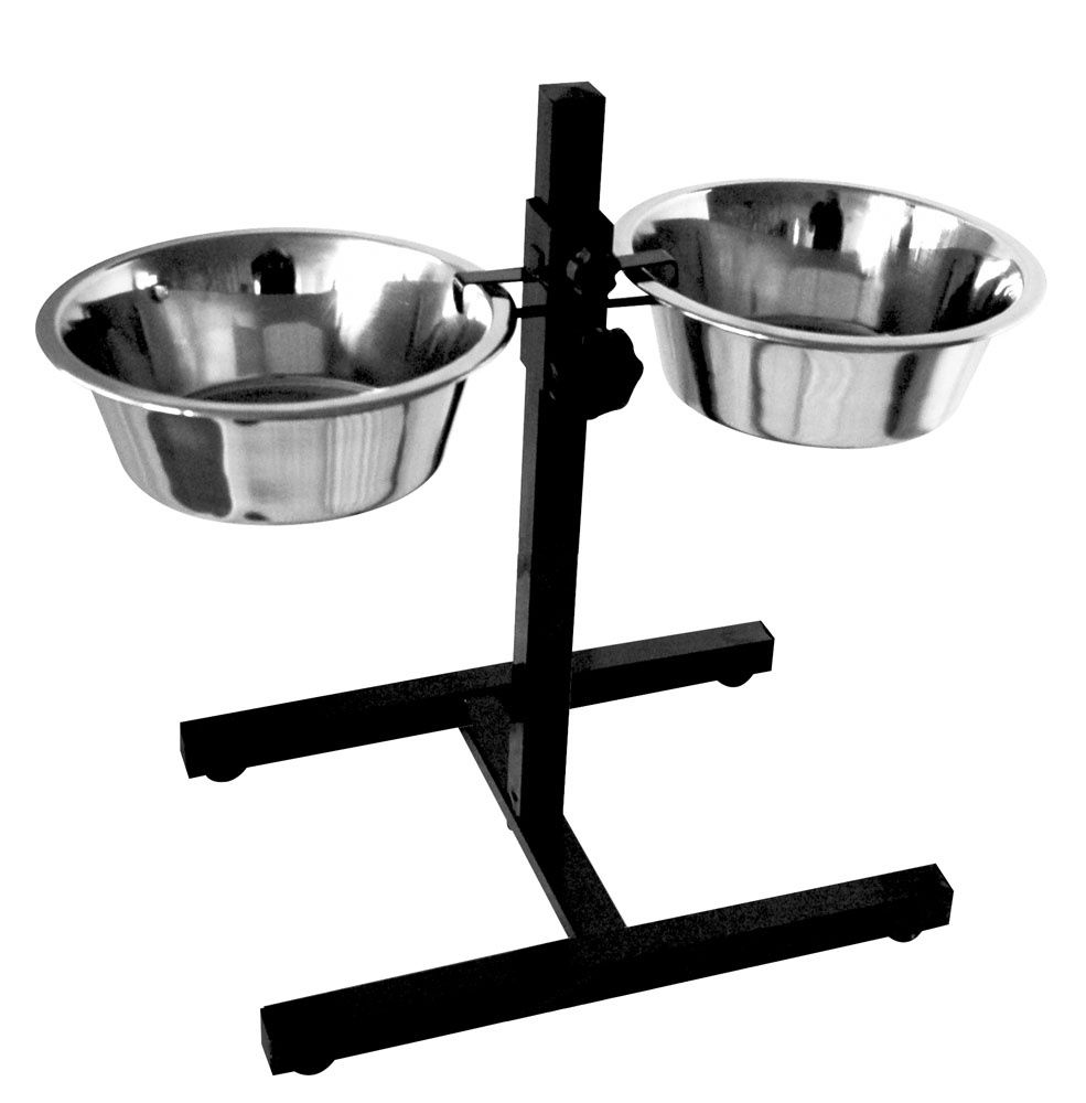 Stainless Steel Adjustable Dog Diner Double Bowls 5qt