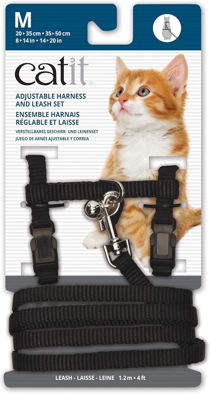Catit Adjustable Nylon Harness &amp; Leash Set med blk