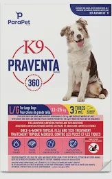 K9 Praventa 360 Flea &amp; Tick Treatment Lg Dog 11 - 25kg 3 tubes