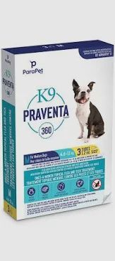 K9 Praventa 360 Flea &amp; Tick Treatment Med Dog 4.6 - 11kg 3 tubes