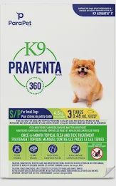 K9 Praventa 360 Flea &amp; Tick Treatment Sm Dog up to 4.5kg 3 tubes
